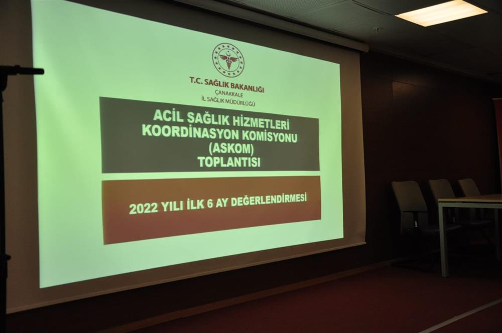 İl Sağlık Müdürümüz Op. Dr. Gökhan BAŞTÜRK Başkanlığında, 02 Eylül 2022 tarihinde Mehmet Akif Ersoy Devlet Hastanesi Eğitim Salonunda Acil Sağlık Hizmetleri Koordinasyon (ASKOM) Toplantısı Düzenlendi.